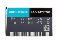MyDay daily disposable toric (30 čoček) - Náhled parametrů čoček
