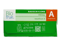 Biotrue ONEday for Astigmatism (30 čoček) - Náhled parametrů čoček