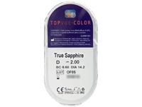 TopVue Color - True Sapphire - dioptrické (2 čočky) - Vzhled blistru s čočkou