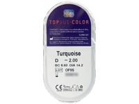 TopVue Color - Turquoise - dioptrické (2 čočky) - Vzhled blistru s čočkou