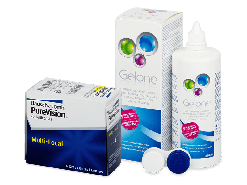PureVision Multi-Focal (6 čoček) + roztok Gelone 360 ml - Výhodný balíček
