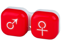 Pouzdra na kontaktní čočky - Pouzdro na čočky muž a žena - červené