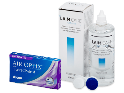 Air Optix plus HydraGlyde Multifocal (6 čoček) + roztok Laim-Care 400 ml