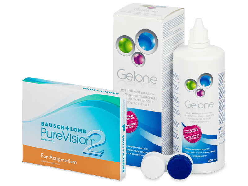 PureVision 2 for Astigmatism (3 čočky) + roztok Gelone 360 ml - Výhodný balíček