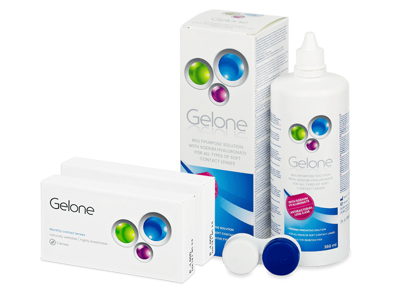 Gelone Monthly (6 čoček) + roztok Gelone 360 ml - Výhodný balíček