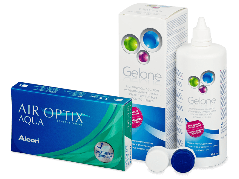 Air Optix Aqua (6 čoček) + roztok Gelone 360 ml - Výhodný balíček