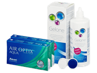 Air Optix Aqua (2x3 čočky) + roztok Gelone 360 ml - Výhodný balíček